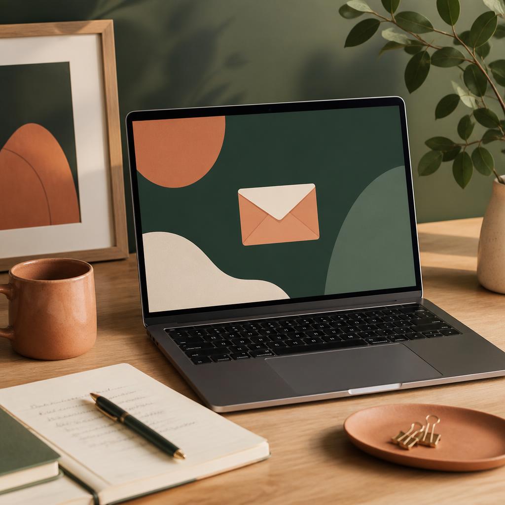 A laptop and notes prepared for a website enquiry