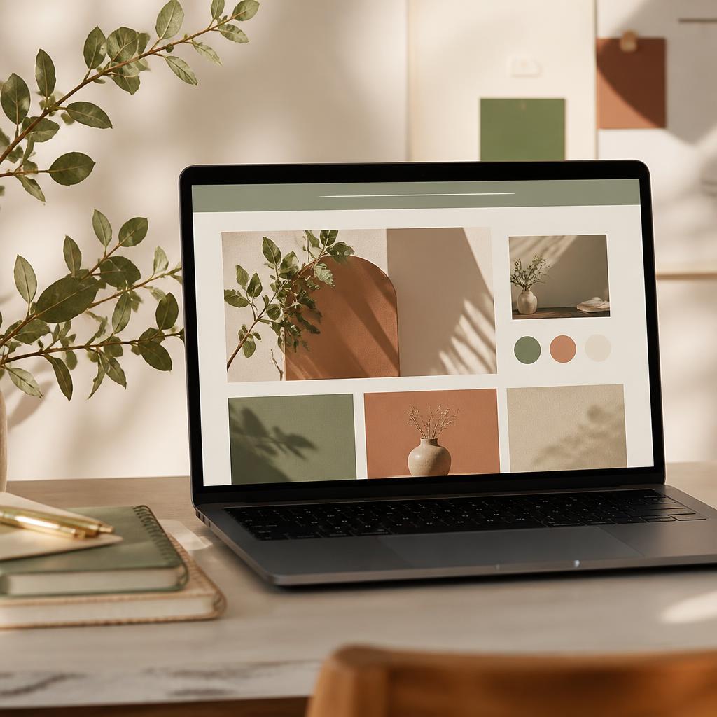 Laptop displaying a carefully arranged local business website
