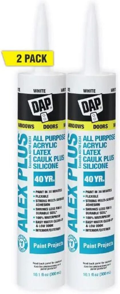 DAP INC 18152/11440 10.1oz White Alex Plus Acrylic Latex Caulk with Silicone, 2 Pack
