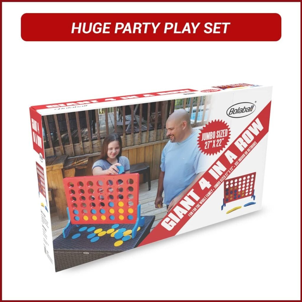 Large 4-in-a-Row Game - Giant Outdoor Family Fun, Jumbo Lawn  Patio Game for Adults  Kids | Perfect Outdoor Games, Backyard Carnival Floor Games  Giant Connect 4 Yard Game in Red, Blue  Yellow