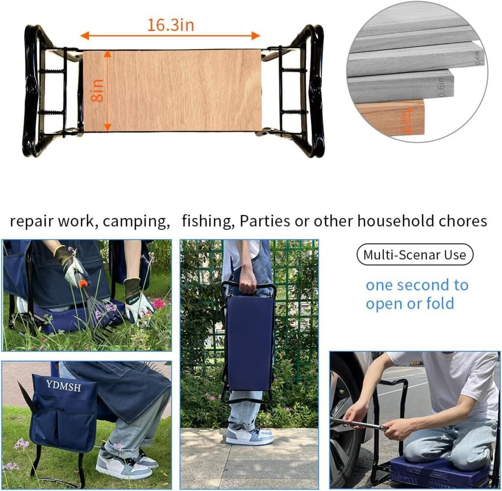 YDMSH Garden Kneeler and Seat Heavy Duty Gardening Bench Extra Wide,Gardening Stools and Seats for Seniors,Garden Bench for Kneeling and Sitting,Garden Seat and Kneeler Foldable Kneeling Bench